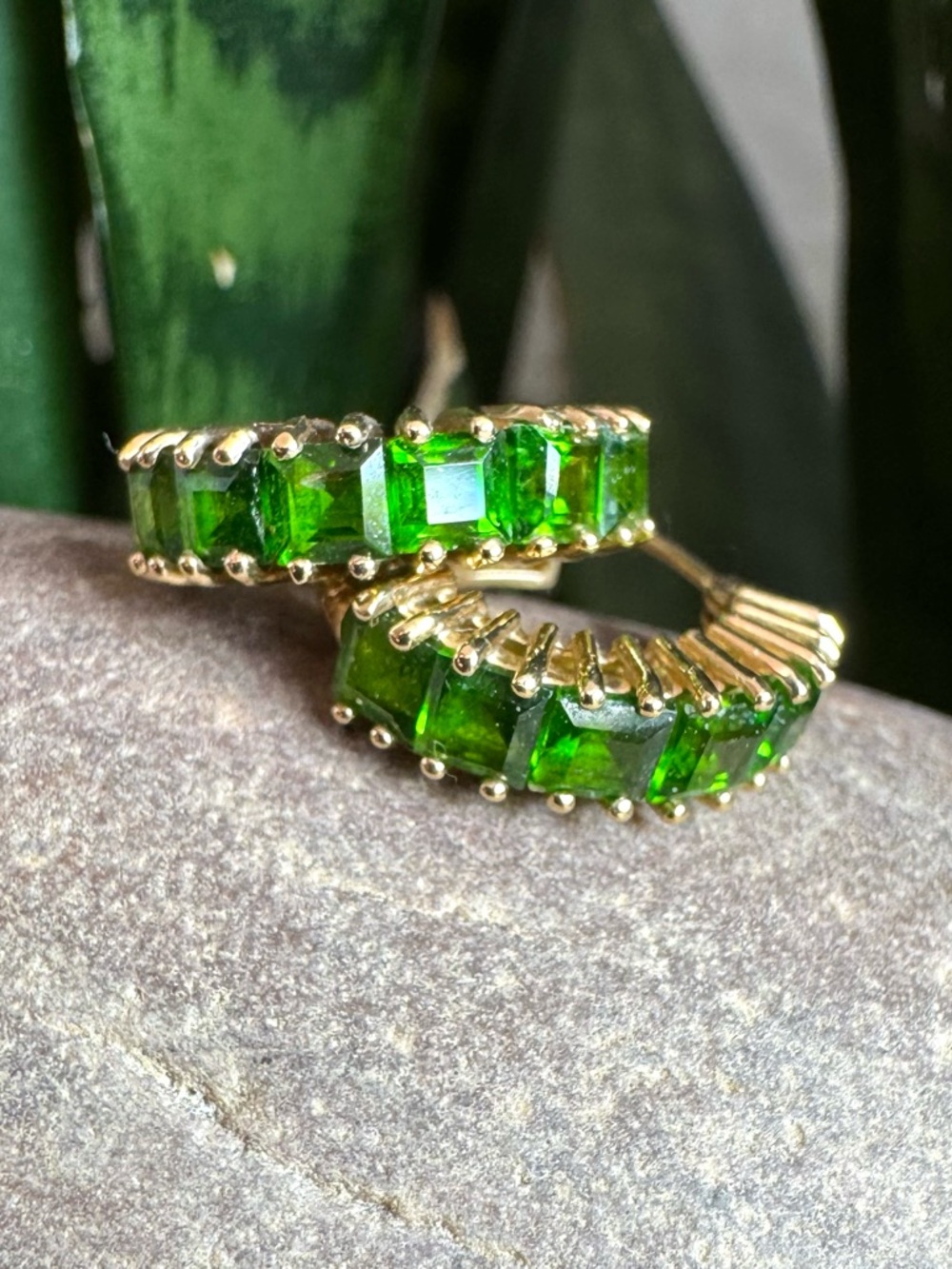 14k Tsavorite Garnet Hoop Earrings